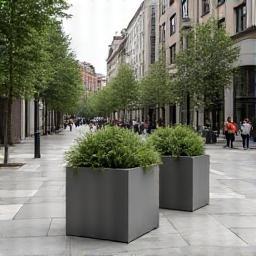 Bespoke precast planter boxes in city square