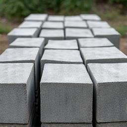 Precast kerb stones neatly stacked