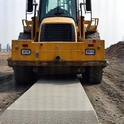 Slip-form kerbing machine in operation